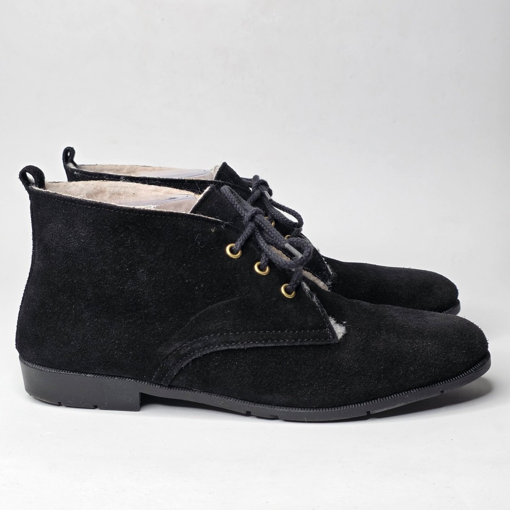 Vtg Daniel Green Outdorables Women's Shoes Size 6 Black Suede Faux Shearling USA